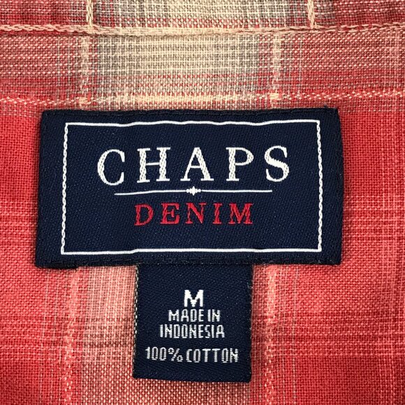 Chaps Denim Long Sleeve Western Shirt Women's Medium Plaid 100% Cotton Casual - Picture 10 of 11